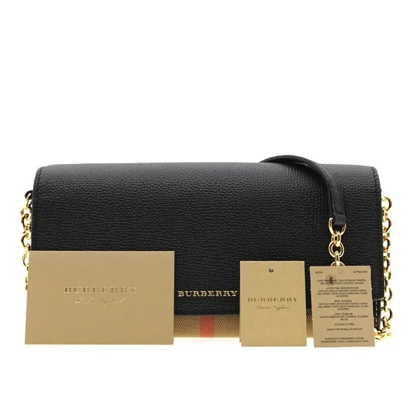 Burberry Henley Chain Crossbody House Check Black New - Picture 4 of 7